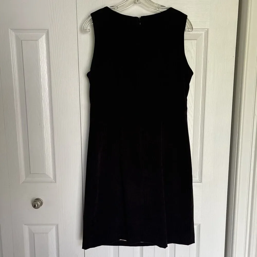 Vintage 90's Vision Apparel Black Dress Womens Size 8 Faux Suede Sleeveless - Picture 13 of 16